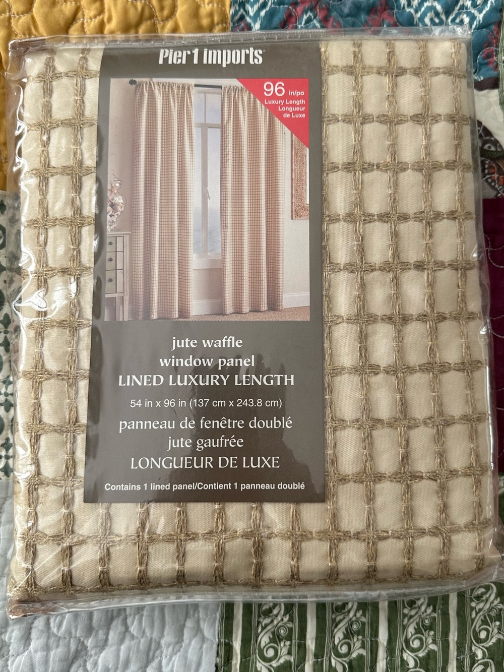 Pier 1 Beige Jute Waffle Lined Window Panel - Neutral Beige